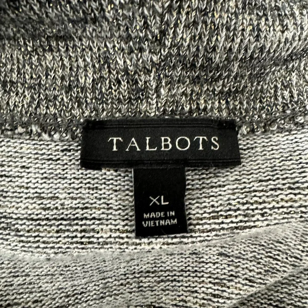 Talbots Cowl Neck Sweater Size XL Extra Large Gray Gold Brown Knit Stretch Shirt - Picture 7 of 9